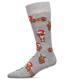 Men's Lit Dachshund Dog Holiday Novelty Crew Sock