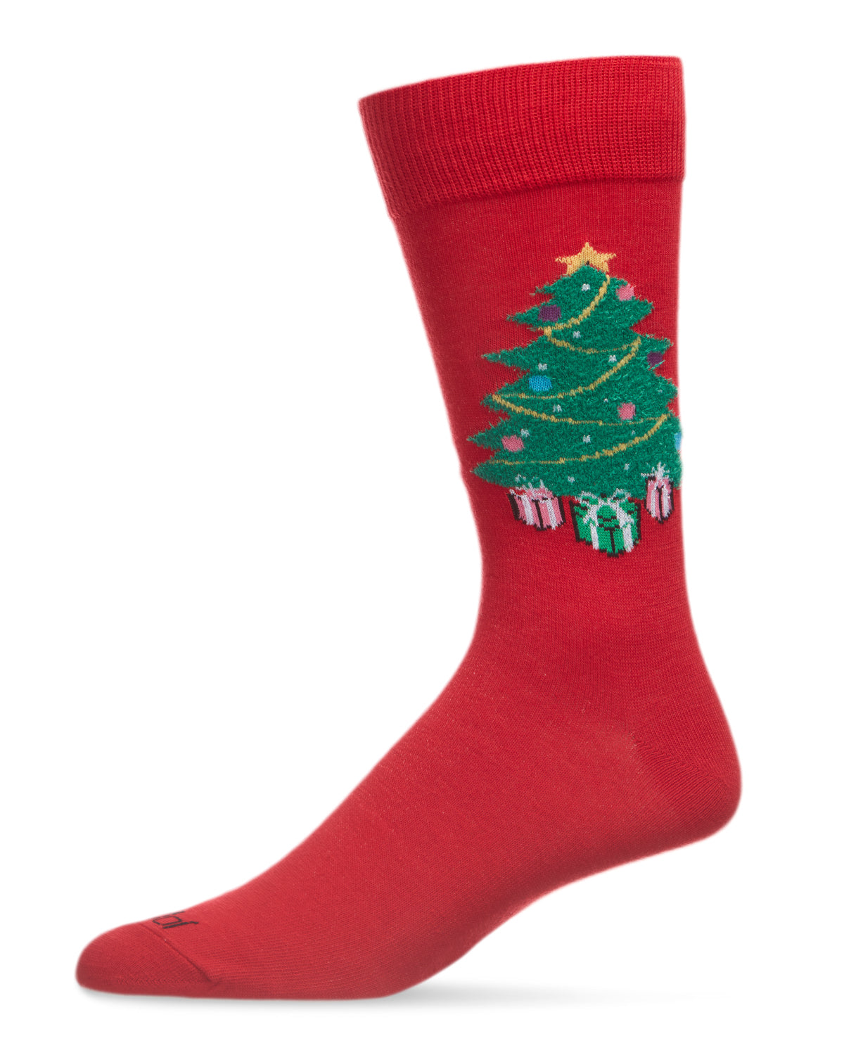 Men's Festive Christmas Tree Holiday Novelty Crew Socks : Color: Tango Red