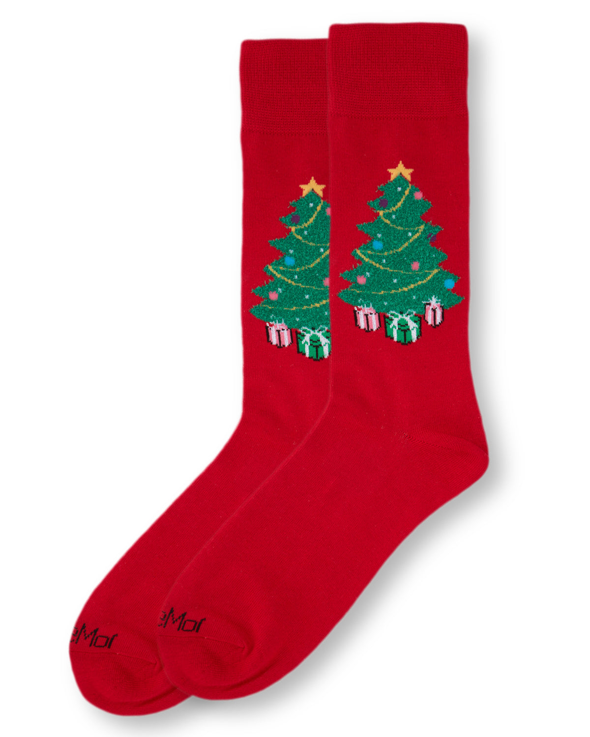 Men's Festive Christmas Tree Holiday Novelty Crew Socks : Color: Tango Red