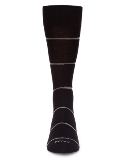 Men's Spacedye Stripe Bamboo Dress Crew Socks : Color: Black