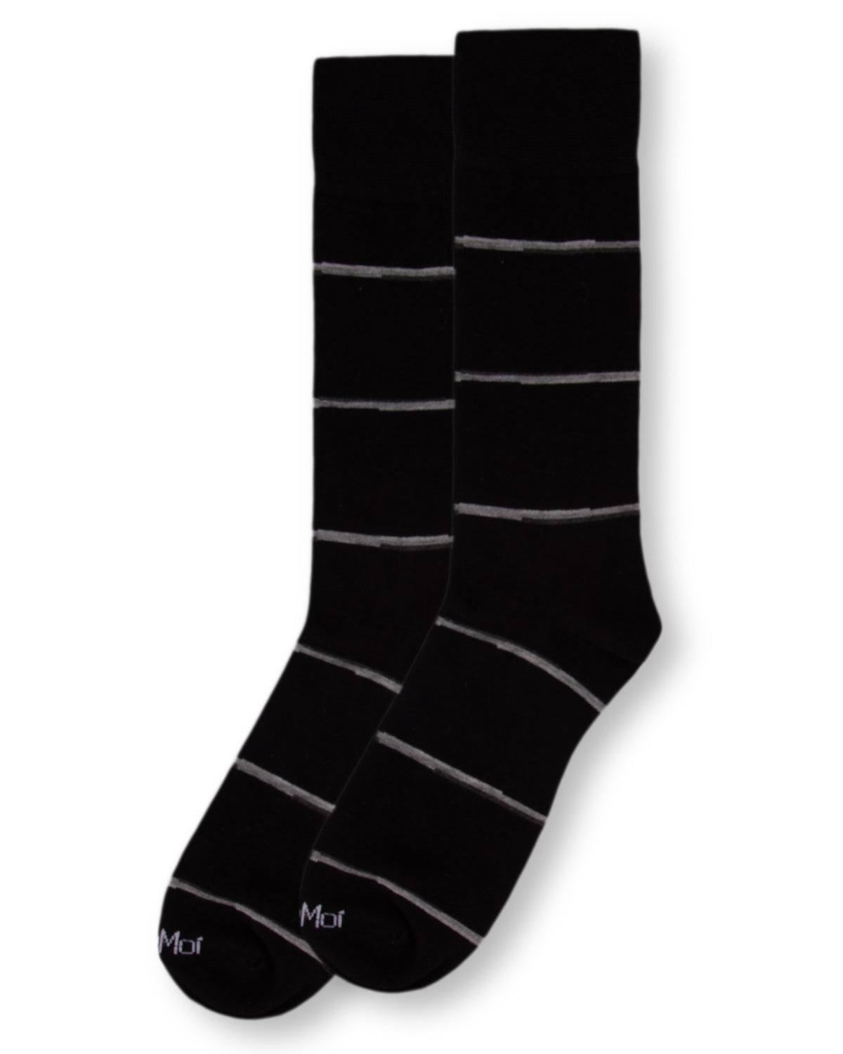 Men's Spacedye Stripe Bamboo Dress Crew Socks : Color: Black