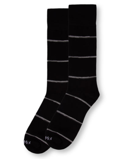 Men's Spacedye Stripe Bamboo Dress Crew Socks : Color: Black