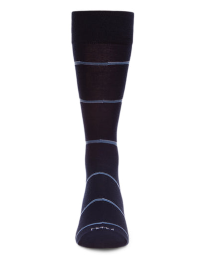 Men's Spacedye Stripe Bamboo Dress Crew Socks : Color: Black