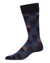 Men's Checkerboard Plaid Bamboo Dress Crew Socks : Color: Navy