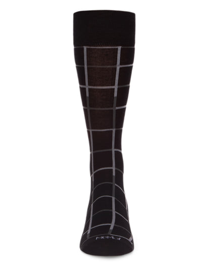 Men's Classic Windowpane Bamboo Dress Crew Socks : Color: Black