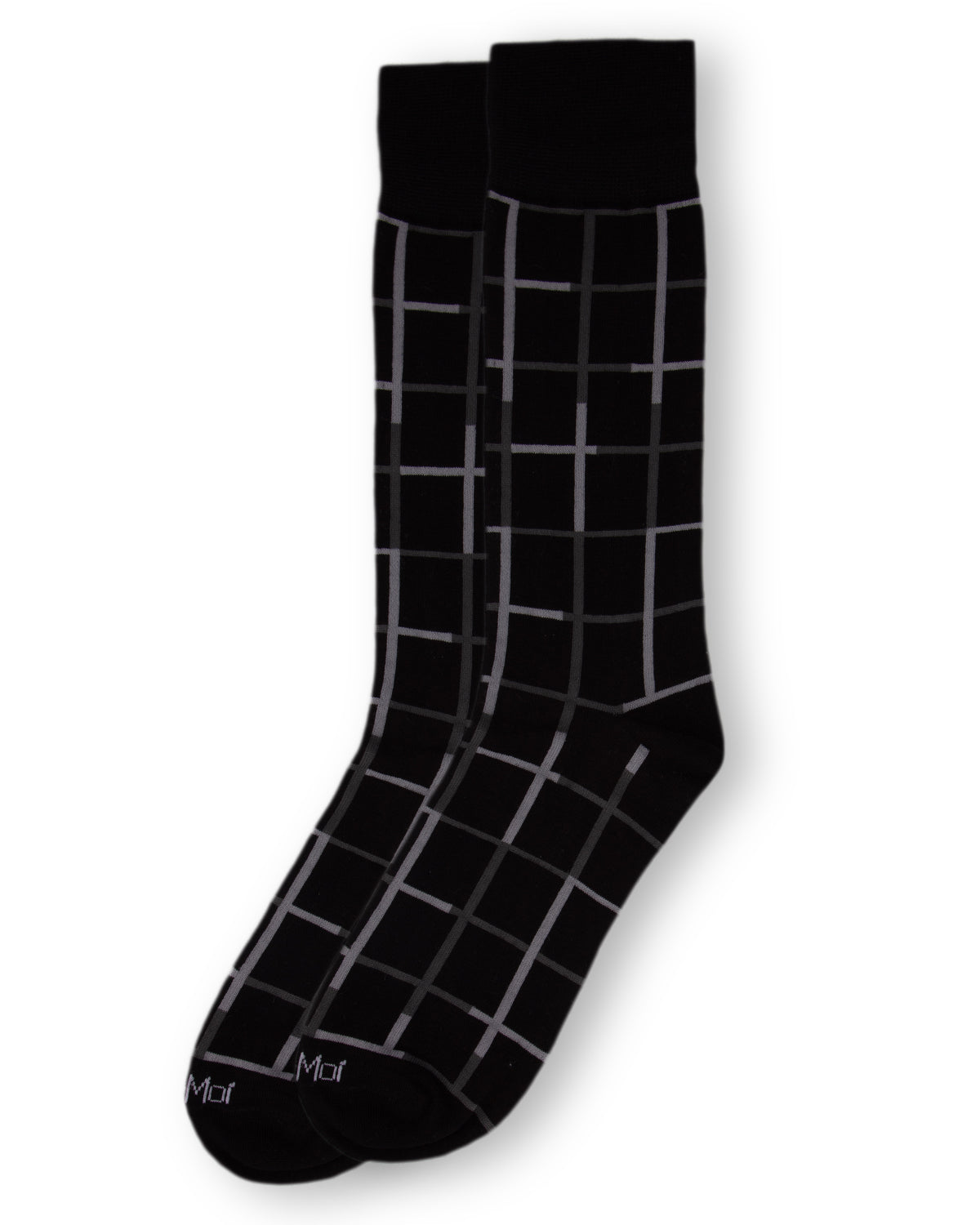 Men's Classic Windowpane Bamboo Dress Crew Socks : Color: Black