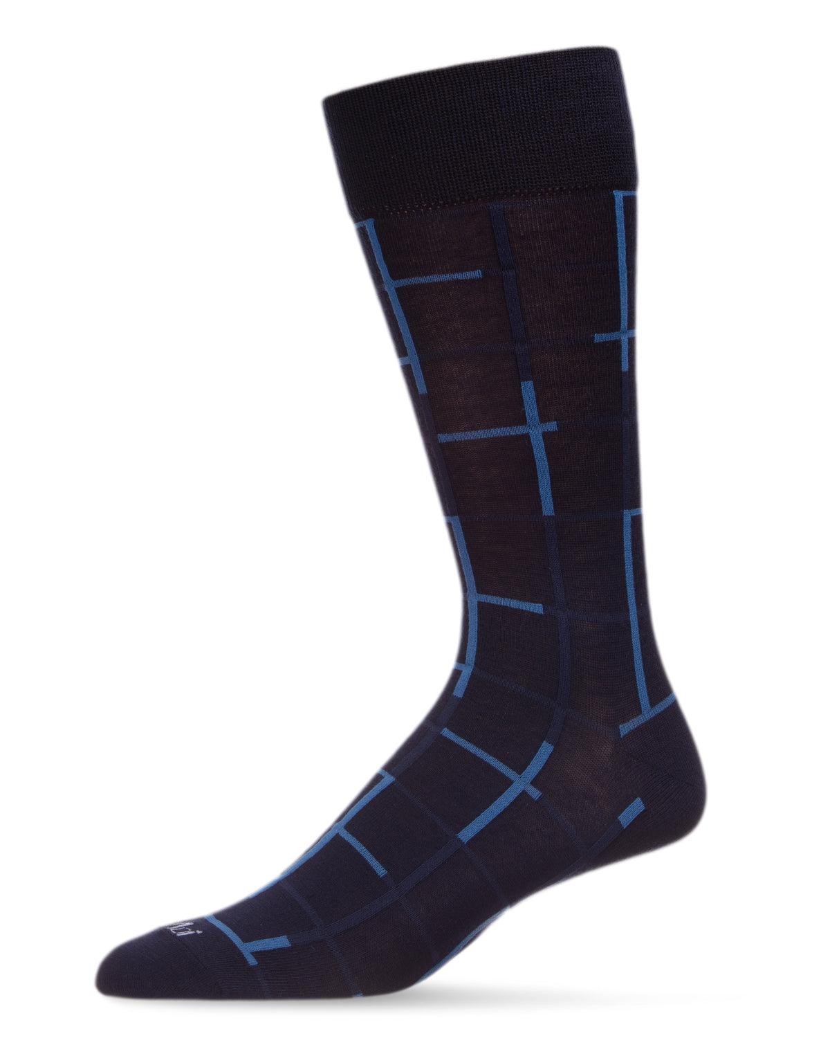 Men's Classic Windowpane Bamboo Dress Crew Socks : Color: Navy