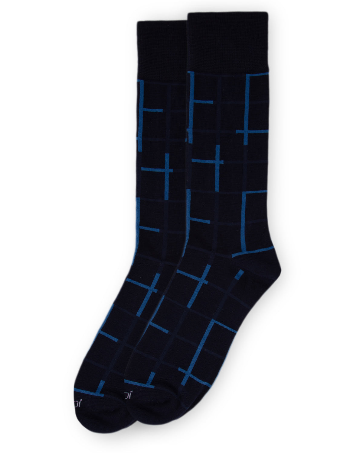 Men's Classic Windowpane Bamboo Dress Crew Socks : Color: Black