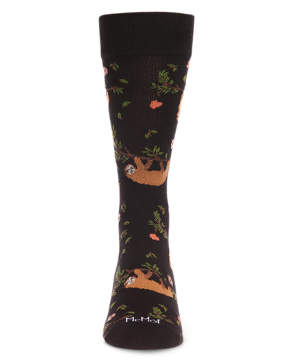 Men's Superb Sloth Bamboo Blend Novelty Crew Sock : Color: Black