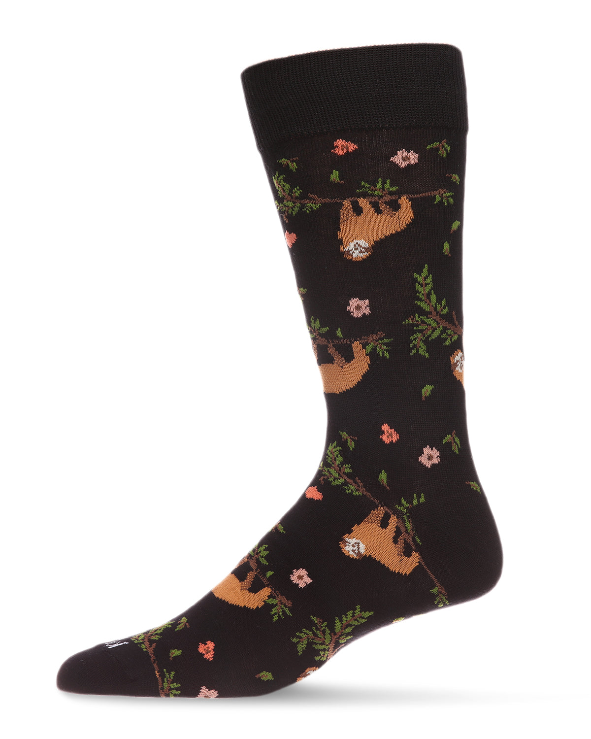 Men's Superb Sloth Bamboo Blend Novelty Crew Sock : Color: Black