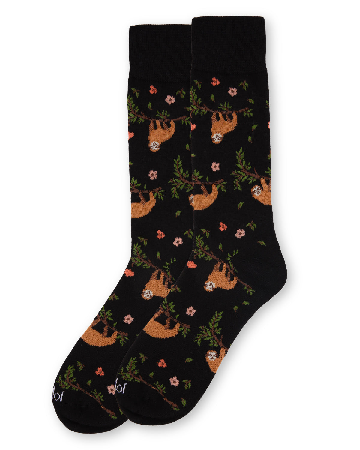Men's Superb Sloth Bamboo Blend Novelty Crew Sock : Color: Black