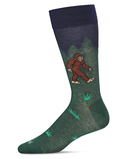 Men's Bigfoot is Real Bamboo Blend Novelty Crew Sock : Color: Navy