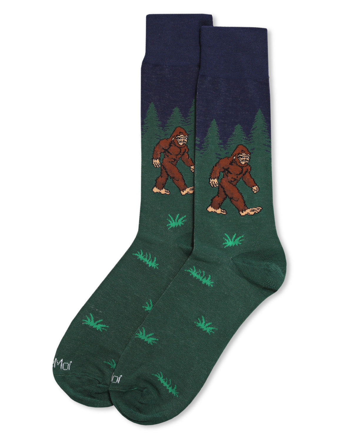 Men's Bigfoot is Real Bamboo Blend Novelty Crew Sock : Color: Navy