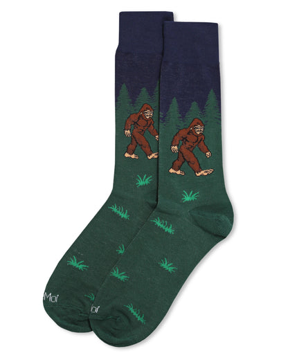 Men's Bigfoot is Real Bamboo Blend Novelty Crew Sock : Color: Navy