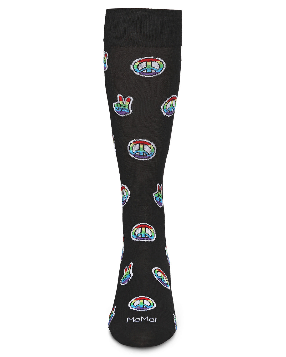 Men's Colorful Rainbow Peace Out Bamboo Blend Novelty Crew Sock : Color: Black