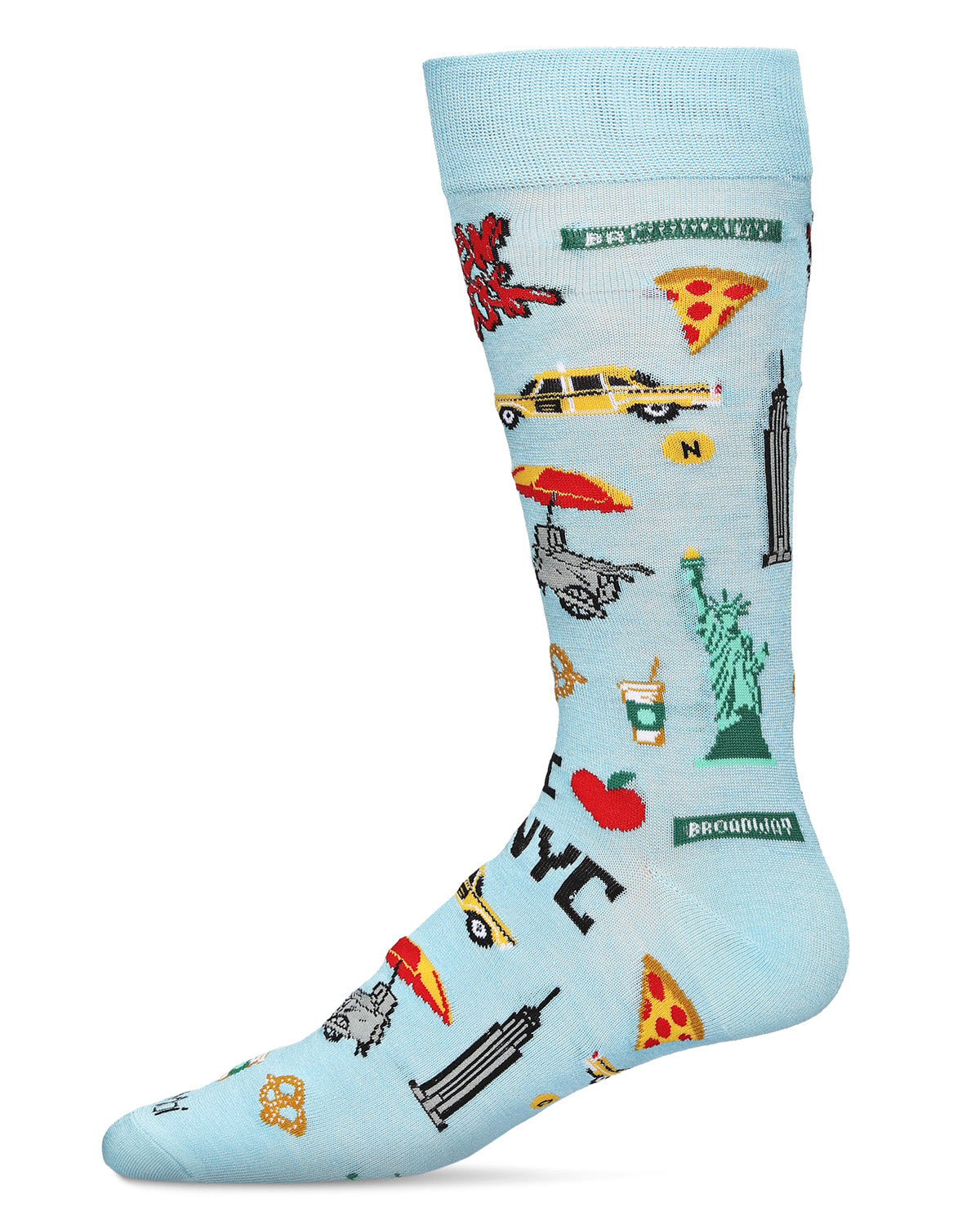 Men's New York New York Bamboo Blend Novelty Crew Sock : Color: Light Blue
