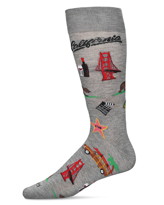Men's California Cool Bamboo Blend Novelty Crew Sock : Color: Med Gray Heather
