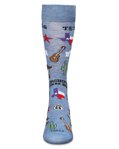 Men's "Don't Mess With Texas" Rayon from Bamboo Blend Novelty Crew Sock : Color: Denim Heather