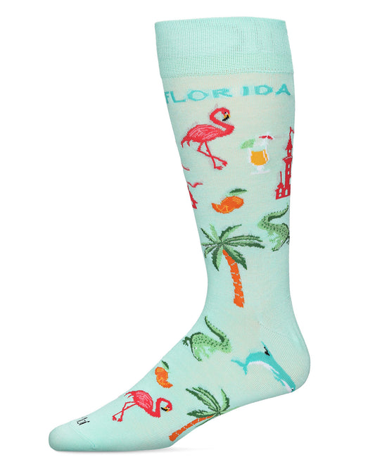 Men's Florida Sun Fun Bamboo Blend Novelty Crew Sock : Color: Seafoam