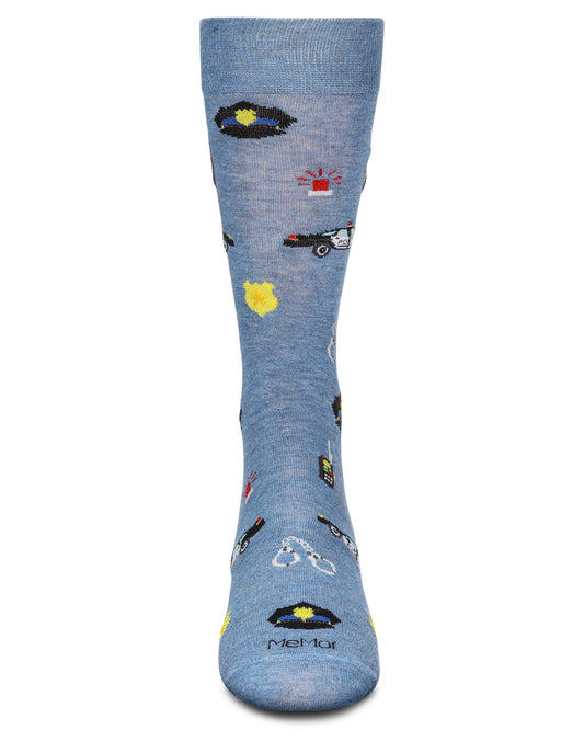 Men's Police Bamboo Crew Socks : Color: Denim Heather