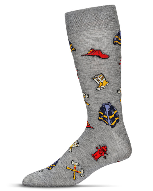 Men's Firefighter Bamboo Crew Socks : Color: Med Gray Heather