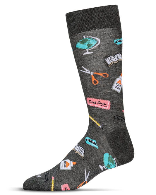 Men's School Supplies Bamboo Crew Socks : Color: Dark Gray Heather