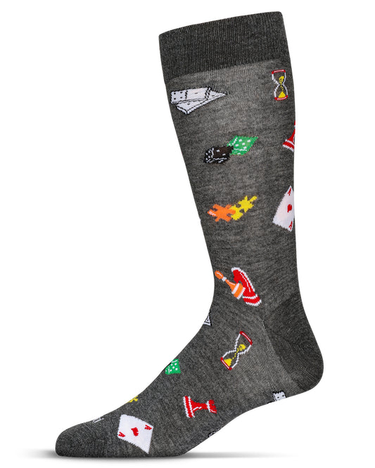 Men's Embroidered Games Bamboo Crew Socks : Color: Dark Gray Heather