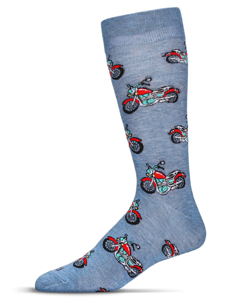 Men's Motorcycles Bamboo Crew Socks : Color: Denim Heather