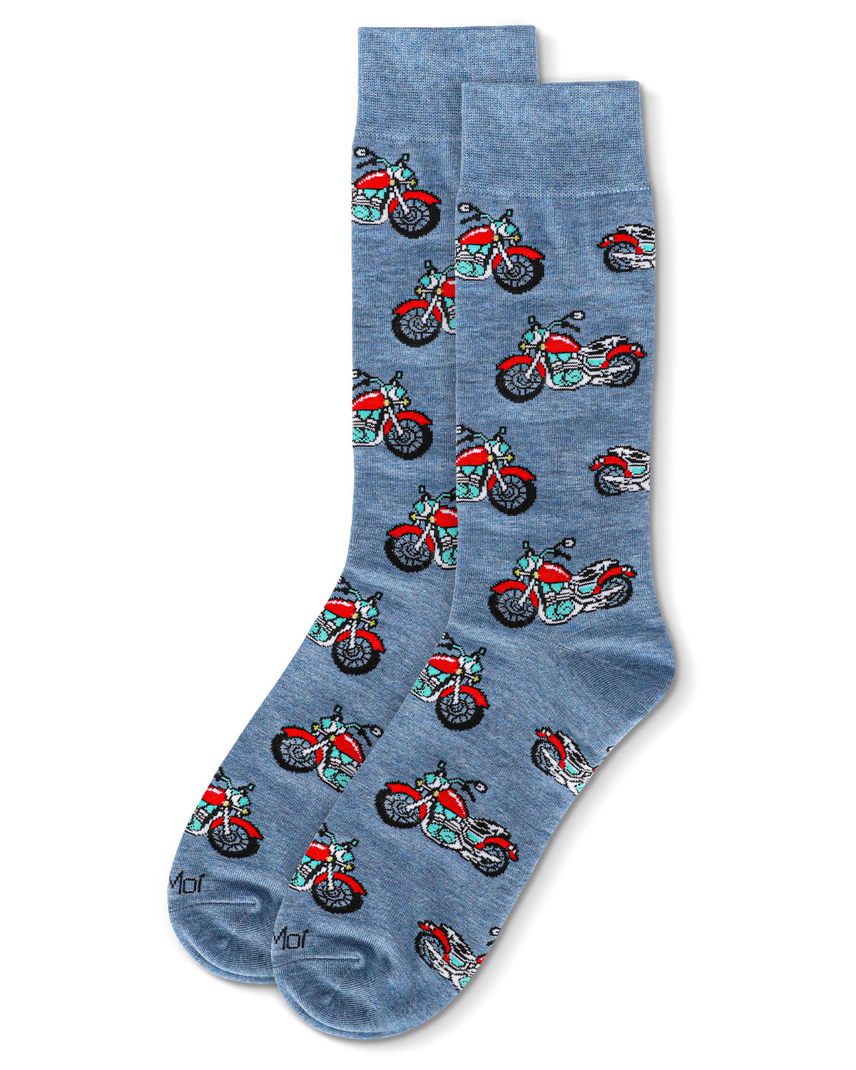 Men's Motorcycles Bamboo Crew Socks : Color: Denim Heather