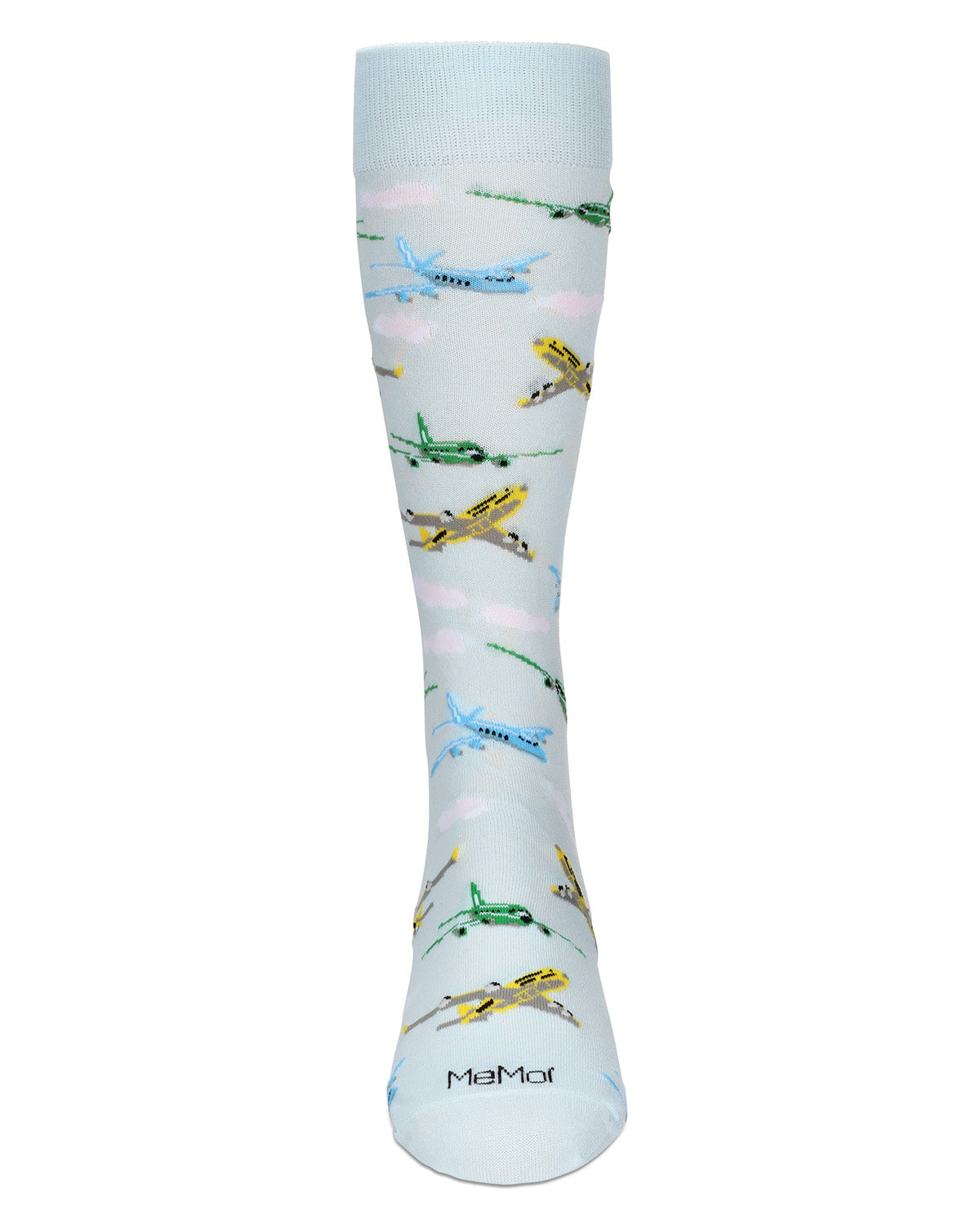 Men's Airplanes Bamboo Crew Socks : Color: Light Blue