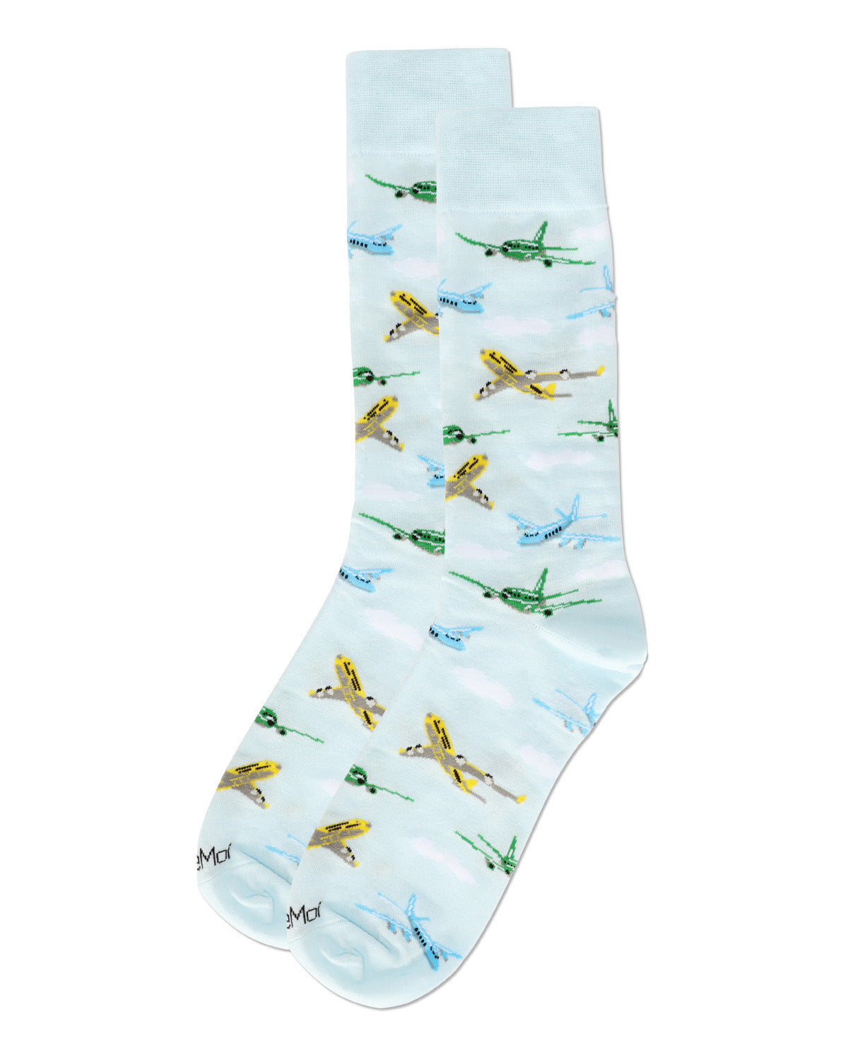 Men's Airplanes Bamboo Crew Socks : Color: Light Blue