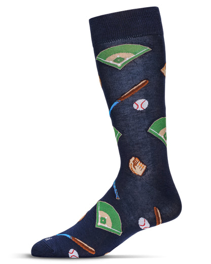 Men's Baseball Bamboo Crew Socks : Color: Navy