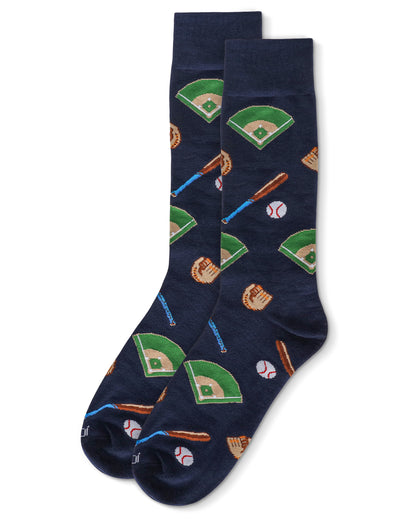 Men's Baseball Bamboo Crew Socks : Color: Navy