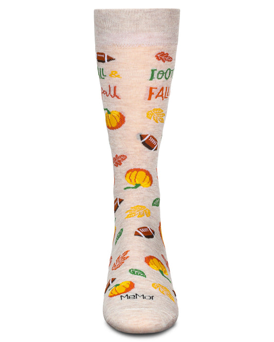 Men's Football & Fall Bamboo Crew Socks : Color: Oatmeal Heather
