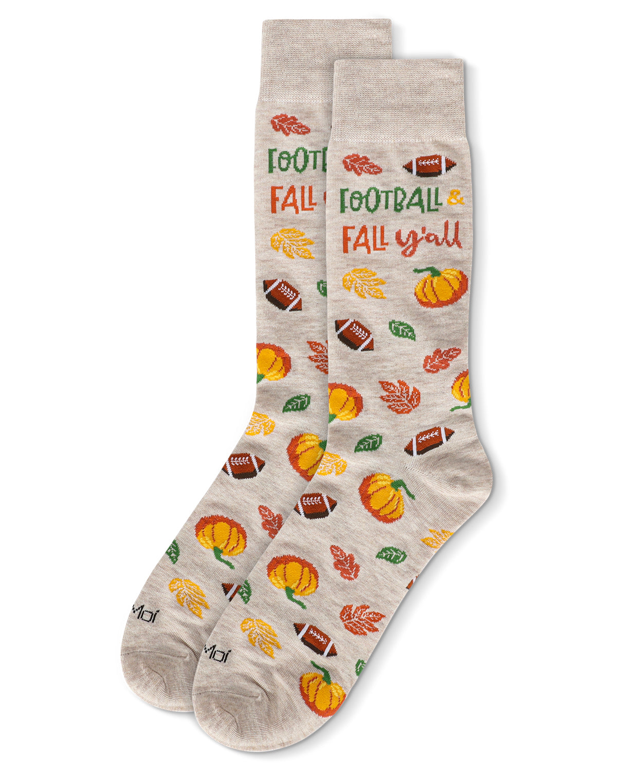 Men's Football & Fall Bamboo Crew Socks : Color: Oatmeal Heather