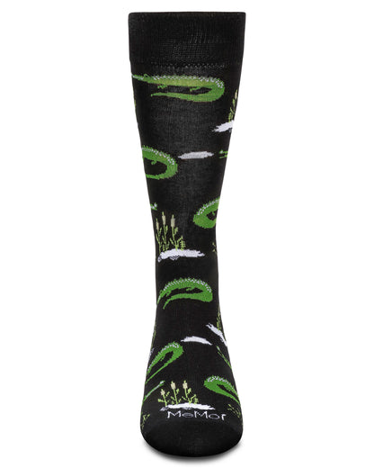 Men's Alligators Bamboo Crew Socks : Color: Black