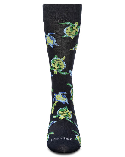 Men's Turtles Bamboo Crew Socks : Color: Navy