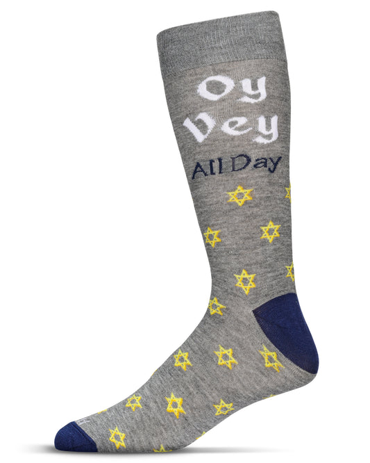 Men's Oy Vey All Day Bamboo Crew Socks : Color: Med Gray Heather