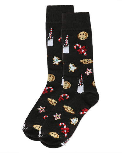 Men's Milk & Cookies Holiday Crew Socks : Color: Black