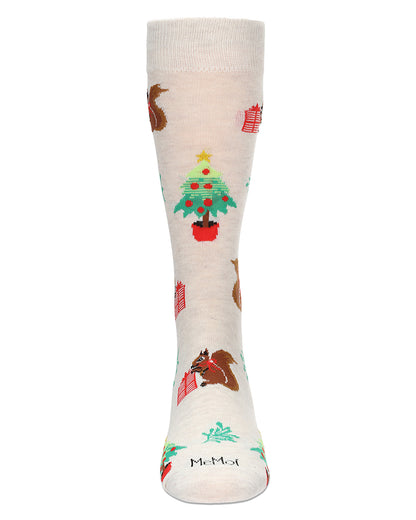 Men's Squirrels Holiday Crew Socks : Color: Oatmeal Heather
