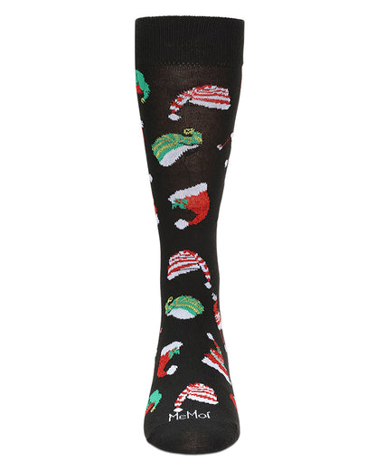 Men's Santa Hats Christmas Crew Socks : Color: Black