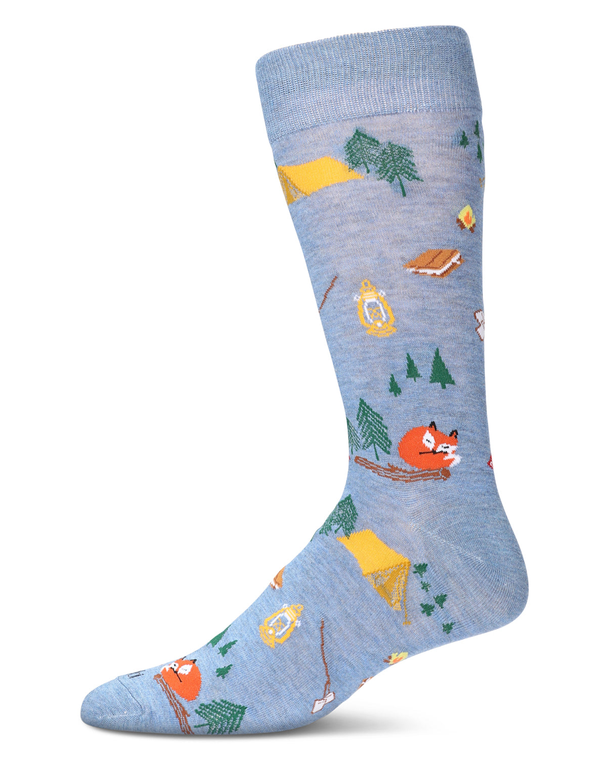 Men's Camping Trip Bamboo Crew Socks : Color: Denim Heather