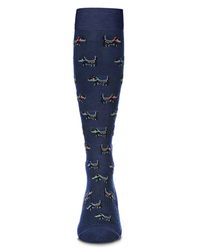 Men's Scottie Dogs Bamboo Blend 8-15mmHg Graduated Compression Socks : Color: Navy