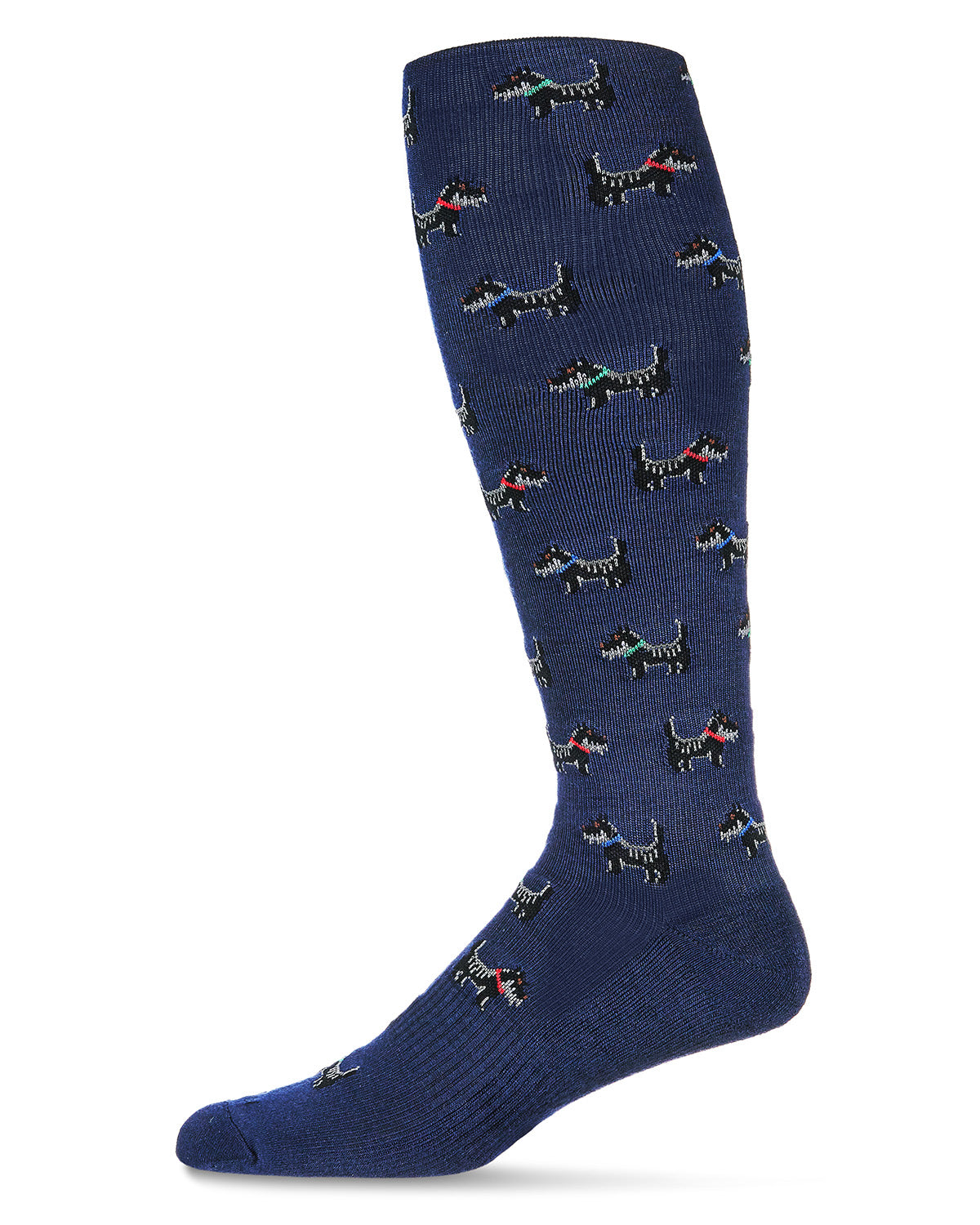 Men's Scottie Dogs Bamboo Blend 8-15mmHg Graduated Compression Socks : Color: Navy
