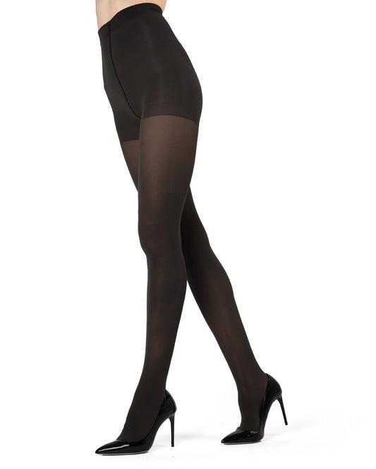 Stefy 90 Denier Opaque Pantyhose : Color: Black