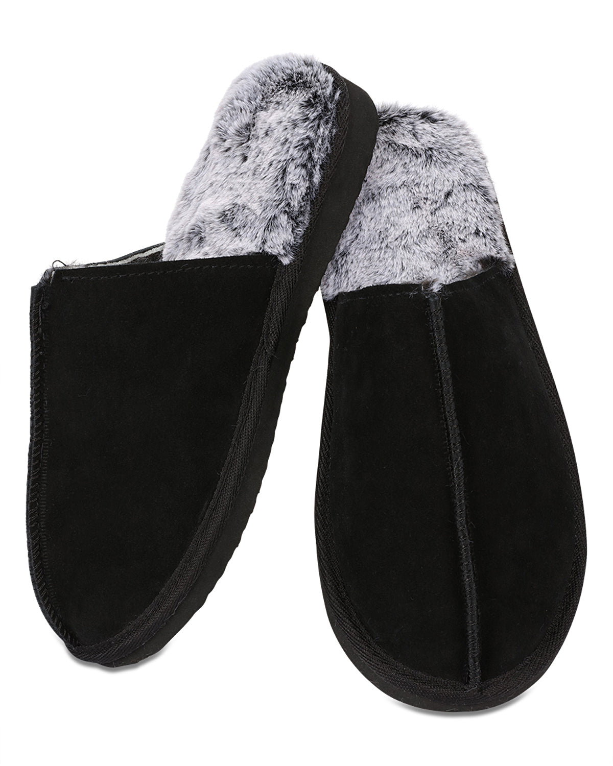 Men's Memory Foam True Suede Plush Slippers : Color: Black