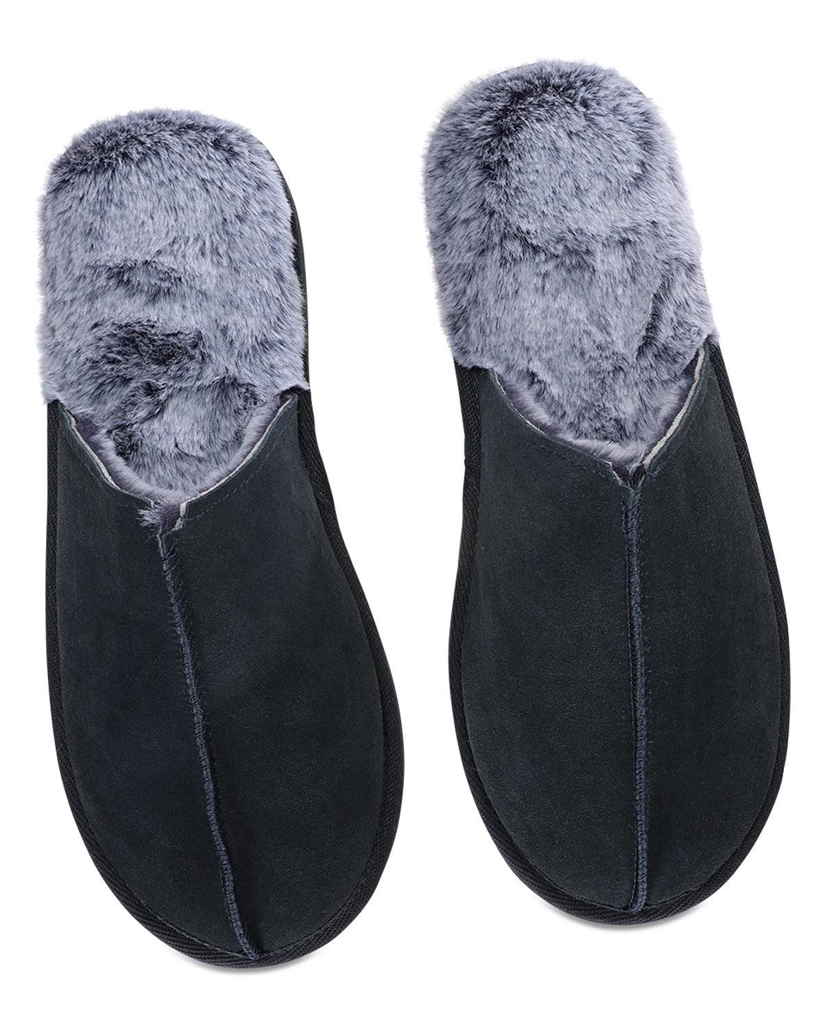 Men's Memory Foam True Suede Plush Slippers : Color: Black