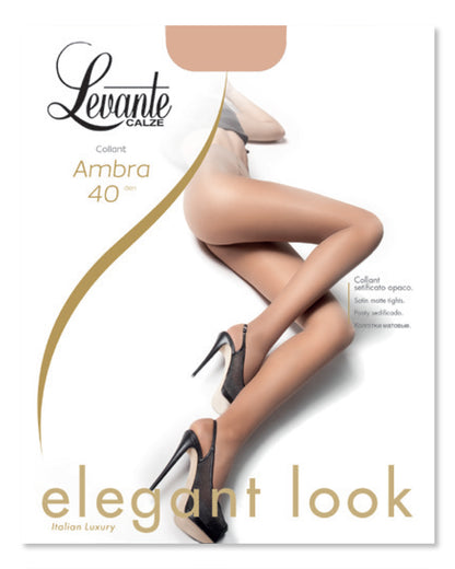 Women's Levante Satin Sheer to Waist 40 Denier Tights : Color: Nero