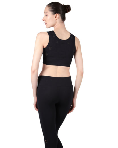 Women's Seamless Moisture Wicking Stretchy Bra Top : Color: Limo Black