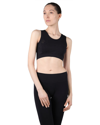 Women's Seamless Moisture Wicking Stretchy Bra Top : Color: Limo Black